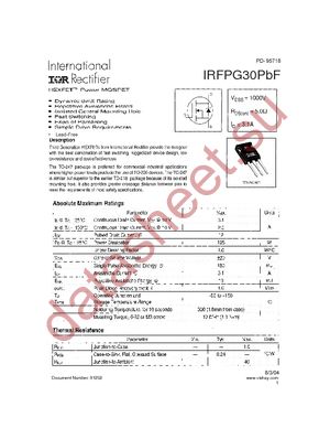 IRFPG30PBF datasheet  